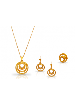 Dakkak 18K Gold Plated Round Shape Designed Jewellery Set With Crystal Stones, DK015